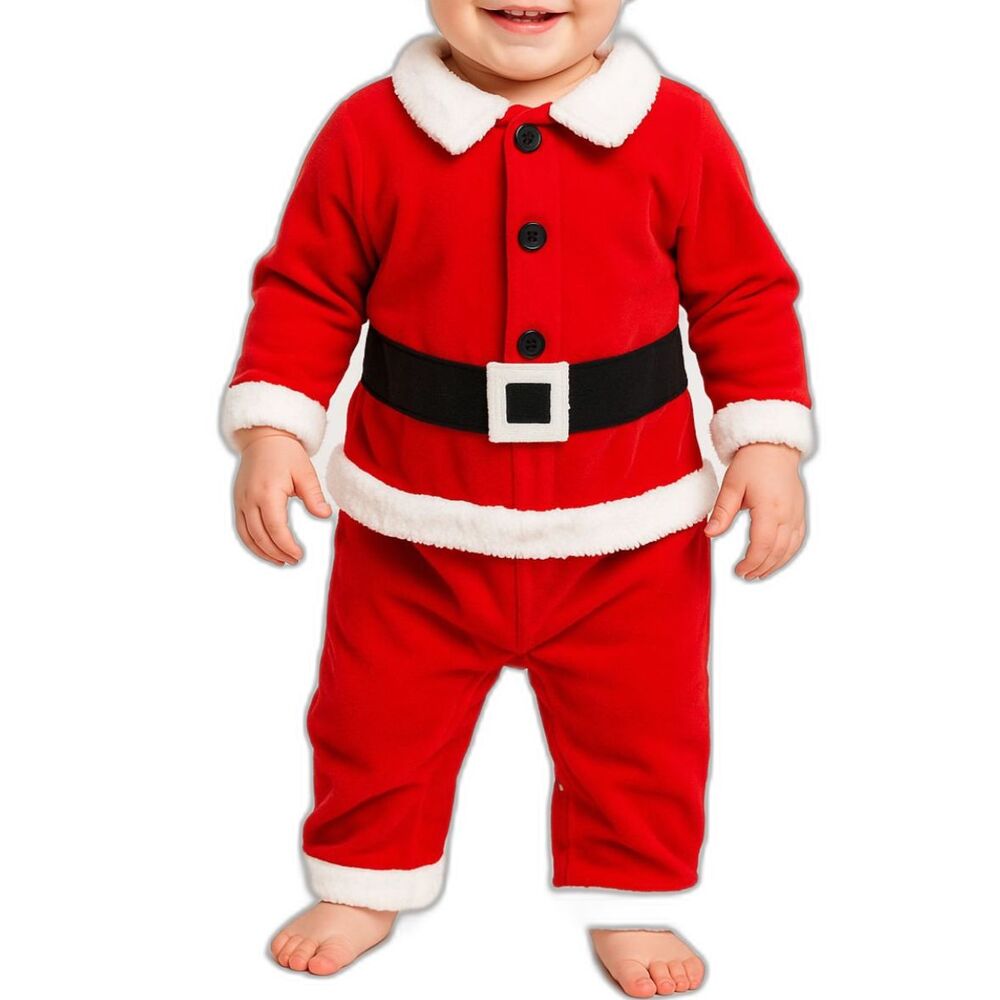 Okie-Dokie Baby Santa Suit One Piece Holiday Romper Outfit | 12M